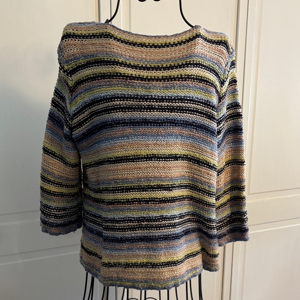 Striped Multicolor Women's Sweater quarter sleeve